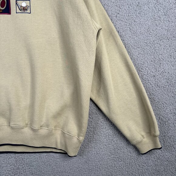 Vintage Sweater Mens Size Large Beige Golf Grandpa Embroidered Crew Neck Fleece - Picture 3 of 15